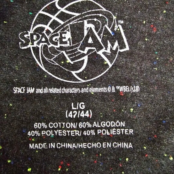 Space Jams Short Sleeve T-Shirt Size L Black Speckled Graphic Tee Bugs Daffy - Picture 3 of 8
